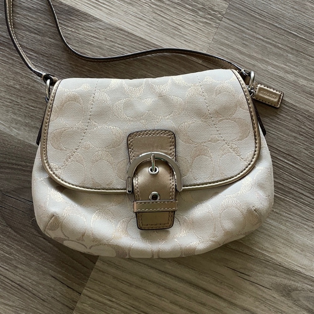Coach Metallic Gold Soho Signature Flap Crossbody 47007